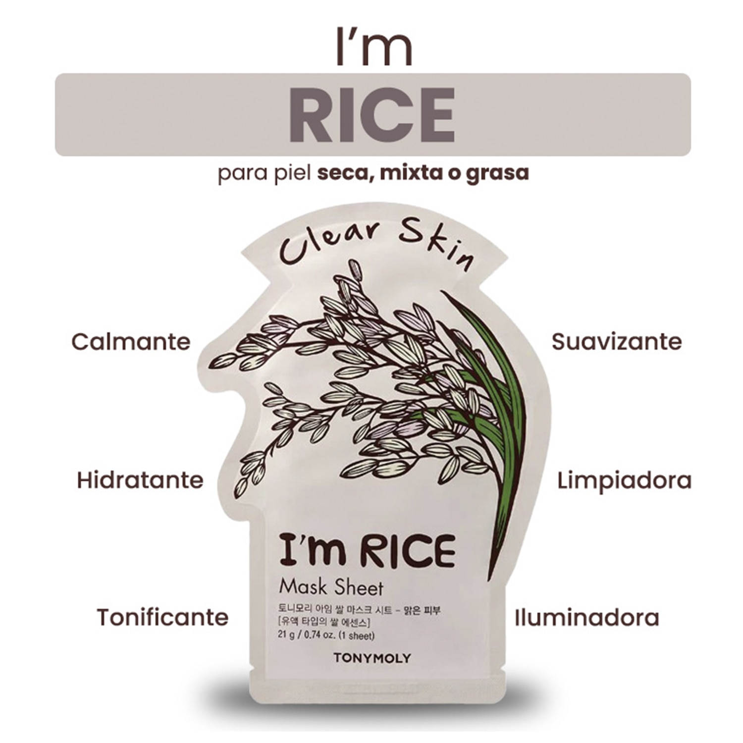 IM REAL RICE MASK SHEET (MASCARILLA FACIAL LIMPIADORA DE ARROZ)